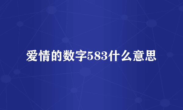 爱情的数字583什么意思