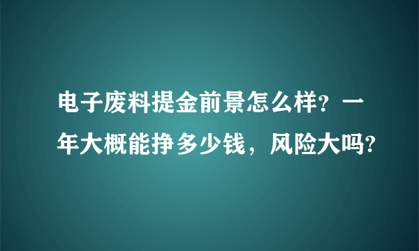 电子废料提金前景怎么样？一年大概能挣多少钱，风险大吗?