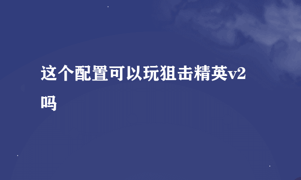 这个配置可以玩狙击精英v2 吗