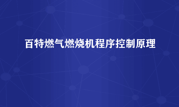 百特燃气燃烧机程序控制原理