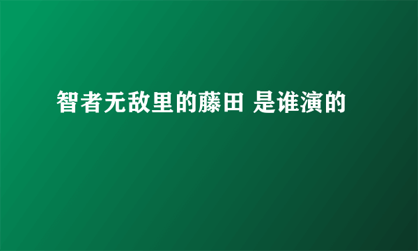 智者无敌里的藤田 是谁演的