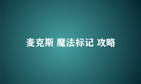 麦克斯 魔法标记 攻略