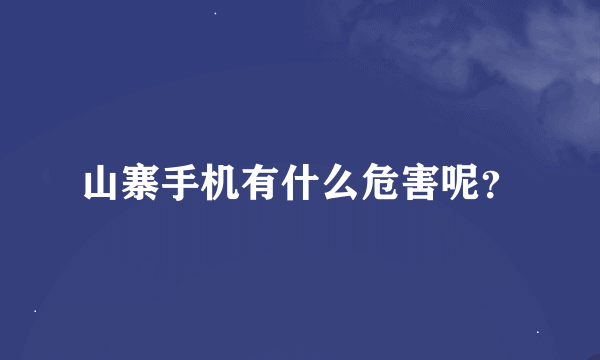 山寨手机有什么危害呢？