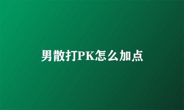 男散打PK怎么加点