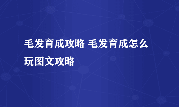 毛发育成攻略 毛发育成怎么玩图文攻略