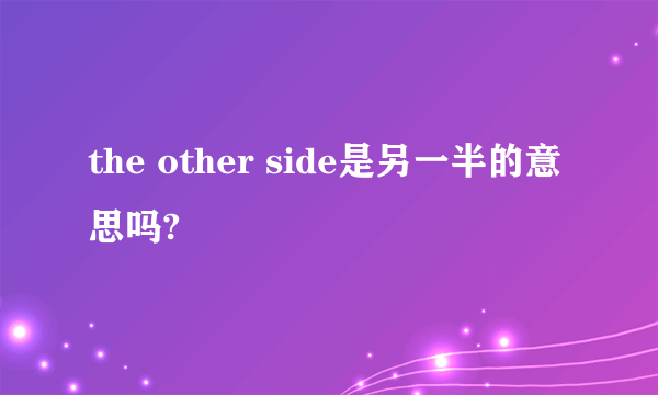 the other side是另一半的意思吗?