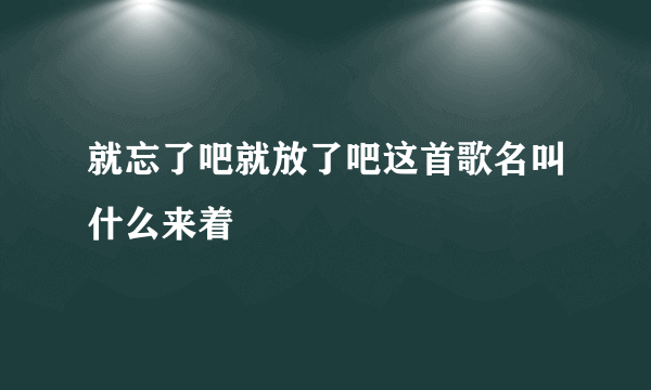 就忘了吧就放了吧这首歌名叫什么来着