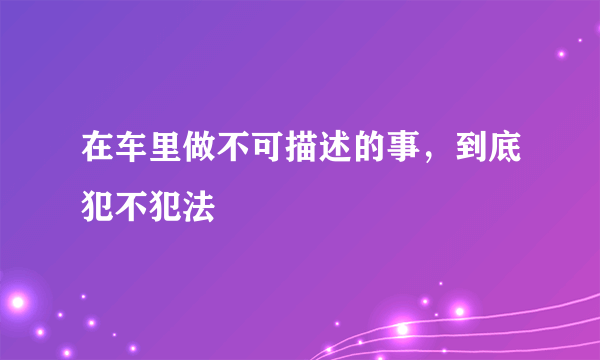 在车里做不可描述的事，到底犯不犯法