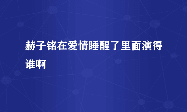 赫子铭在爱情睡醒了里面演得谁啊