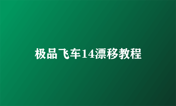 极品飞车14漂移教程