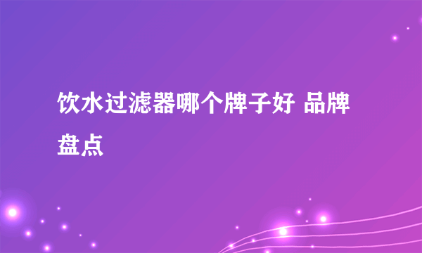 饮水过滤器哪个牌子好 品牌盘点