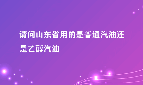 请问山东省用的是普通汽油还是乙醇汽油