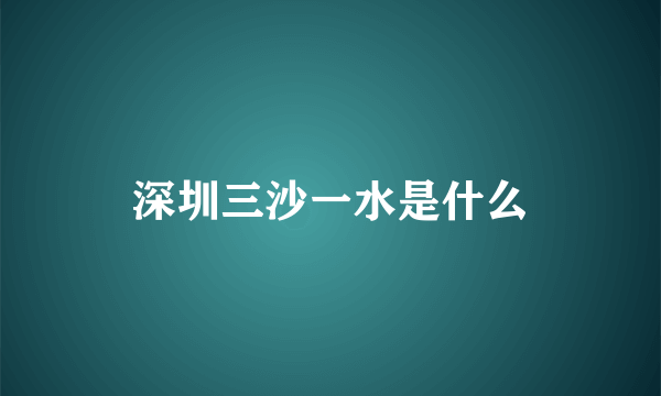 深圳三沙一水是什么