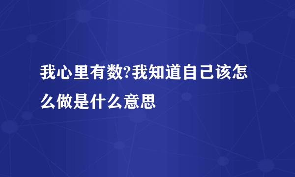 我心里有数?我知道自己该怎么做是什么意思