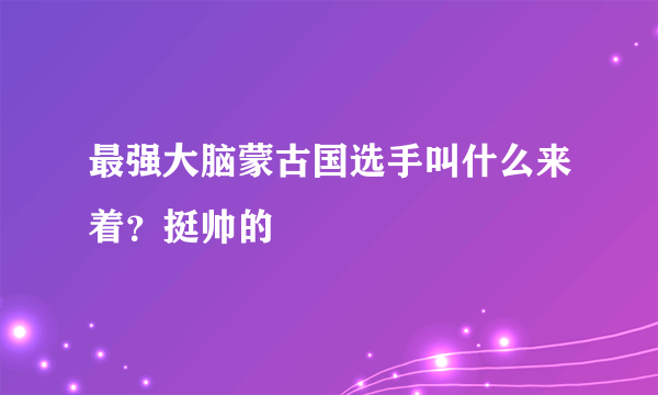 最强大脑蒙古国选手叫什么来着？挺帅的