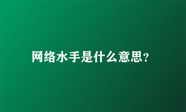 网络水手是什么意思？