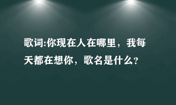 歌词:你现在人在哪里，我每天都在想你，歌名是什么？