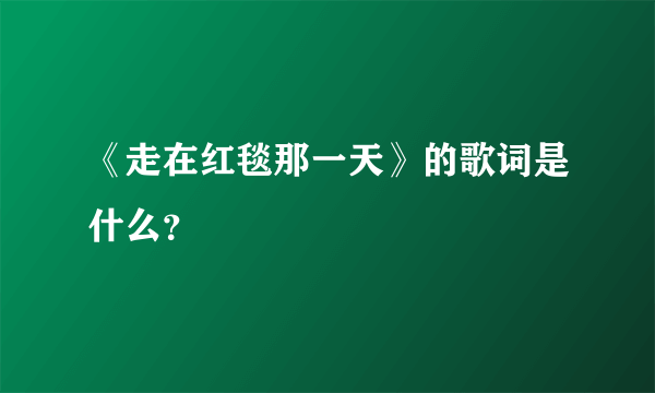 《走在红毯那一天》的歌词是什么？