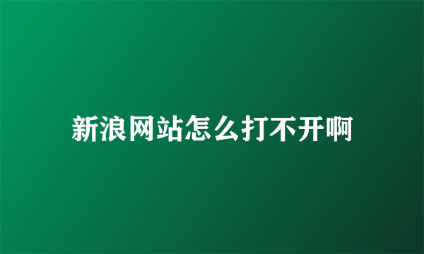 新浪网站怎么打不开啊