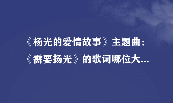 《杨光的爱情故事》主题曲：《需要扬光》的歌词哪位大哥大姐有啊？？