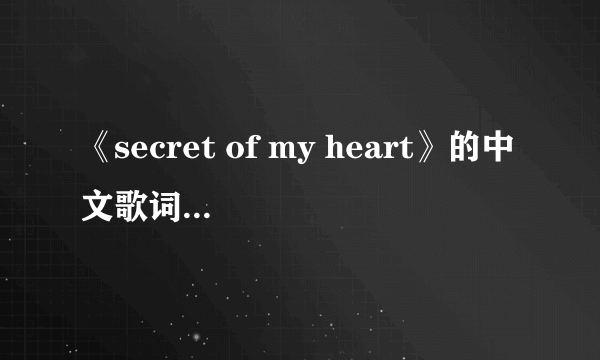 《secret of my heart》的中文歌词是什么？