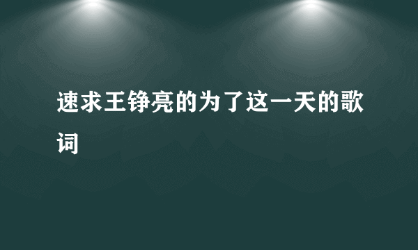 速求王铮亮的为了这一天的歌词