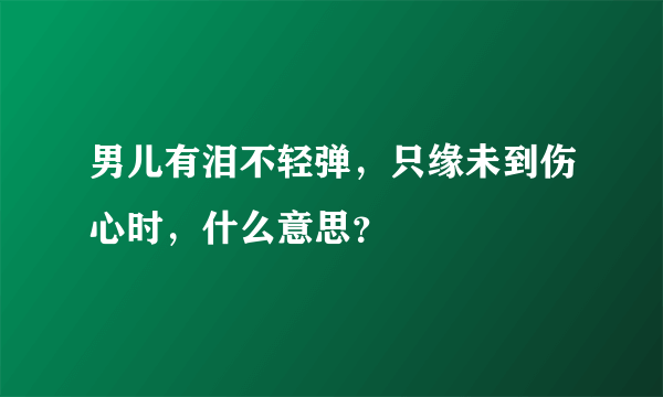 男儿有泪不轻弹，只缘未到伤心时，什么意思？