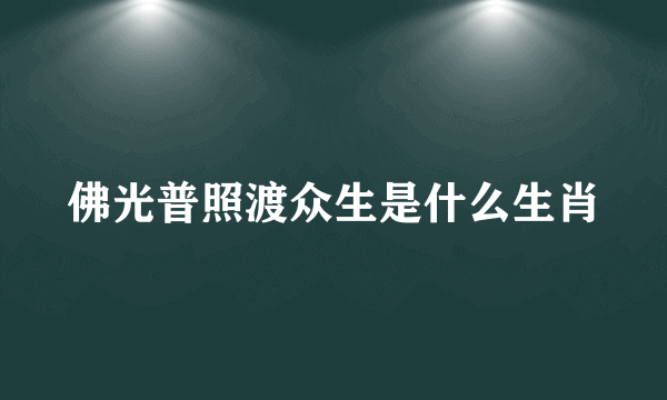 佛光普照渡众生是什么生肖