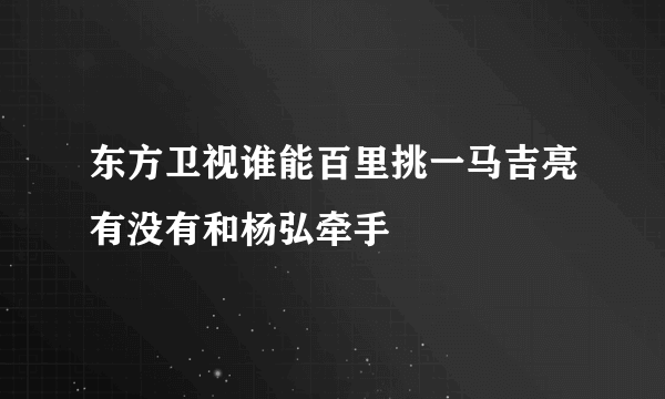 东方卫视谁能百里挑一马吉亮有没有和杨弘牵手