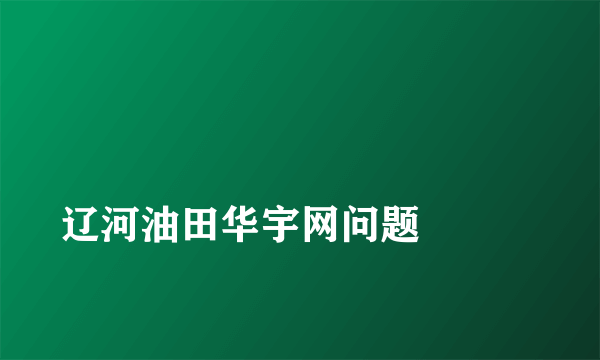 
辽河油田华宇网问题

