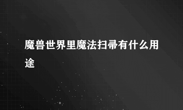 魔兽世界里魔法扫帚有什么用途