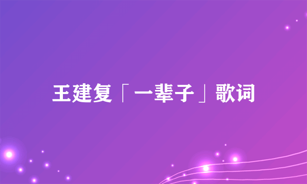 王建复「一辈子」歌词