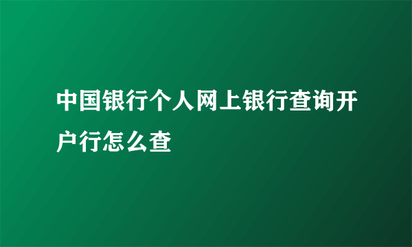 中国银行个人网上银行查询开户行怎么查