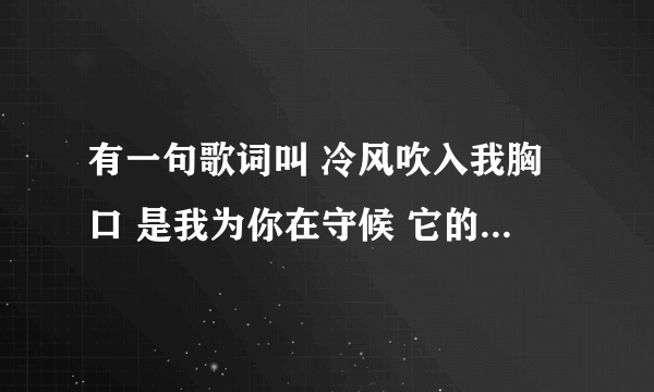 有一句歌词叫 冷风吹入我胸口 是我为你在守候 它的歌名叫什么