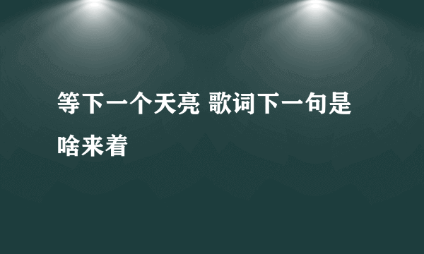 等下一个天亮 歌词下一句是啥来着