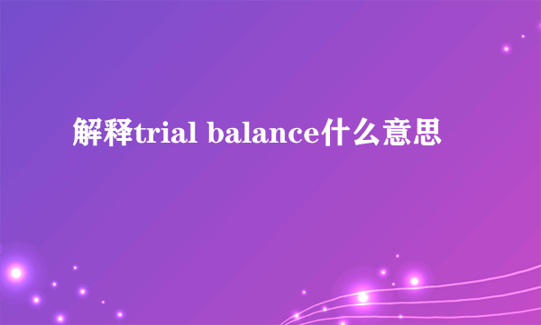 解释trial balance什么意思