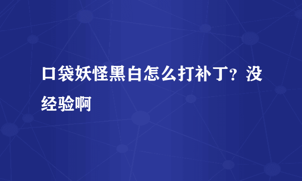 口袋妖怪黑白怎么打补丁？没经验啊