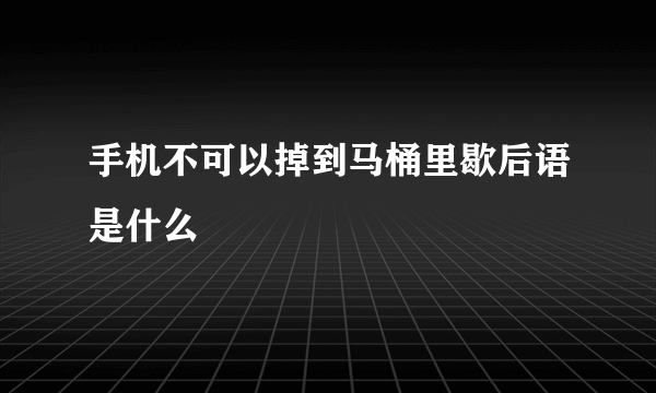 手机不可以掉到马桶里歇后语是什么