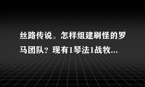 丝路传说。怎样组建刷怪的罗马团队？现有1琴法1战牧1琴牧1法牧还需四个，分别学什么职业？