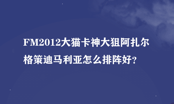 FM2012大猫卡神大狙阿扎尔格策迪马利亚怎么排阵好？