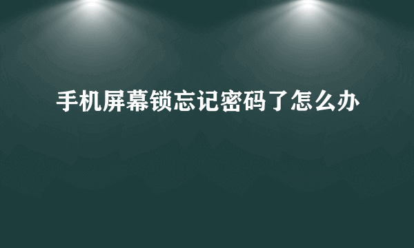 手机屏幕锁忘记密码了怎么办