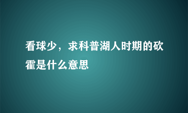 看球少，求科普湖人时期的砍霍是什么意思