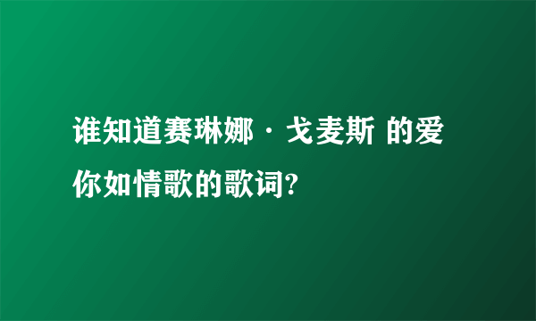 谁知道赛琳娜·戈麦斯 的爱你如情歌的歌词?