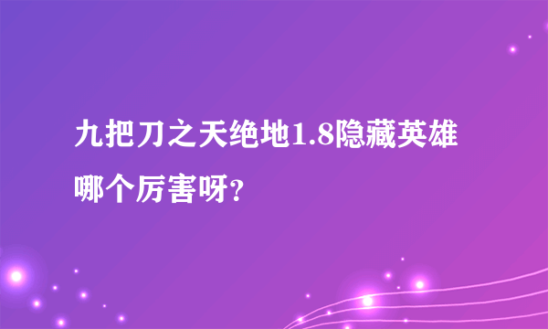 九把刀之天绝地1.8隐藏英雄哪个厉害呀？