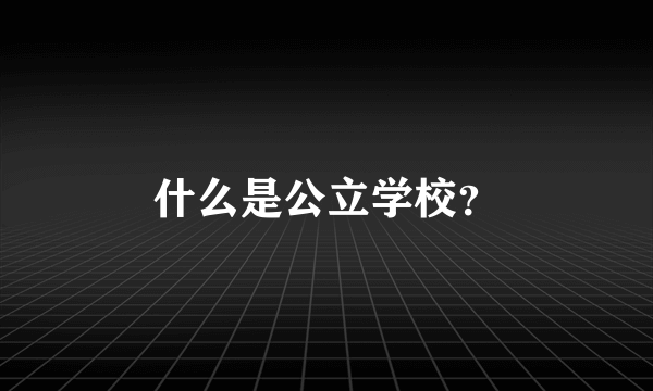 什么是公立学校？