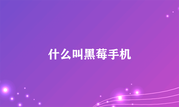 什么叫黑莓手机