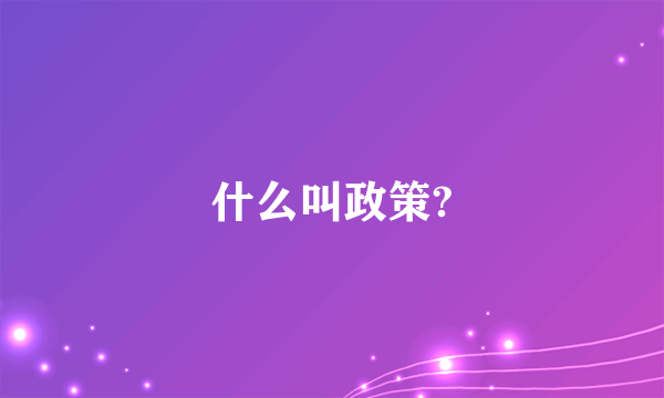 什么叫政策?