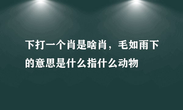 下打一个肖是啥肖，毛如雨下的意思是什么指什么动物