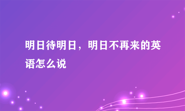 明日待明日，明日不再来的英语怎么说