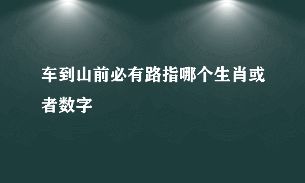 车到山前必有路指哪个生肖或者数字